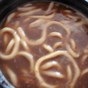 カレーの残りを使ってトロっとカレーうどん♪